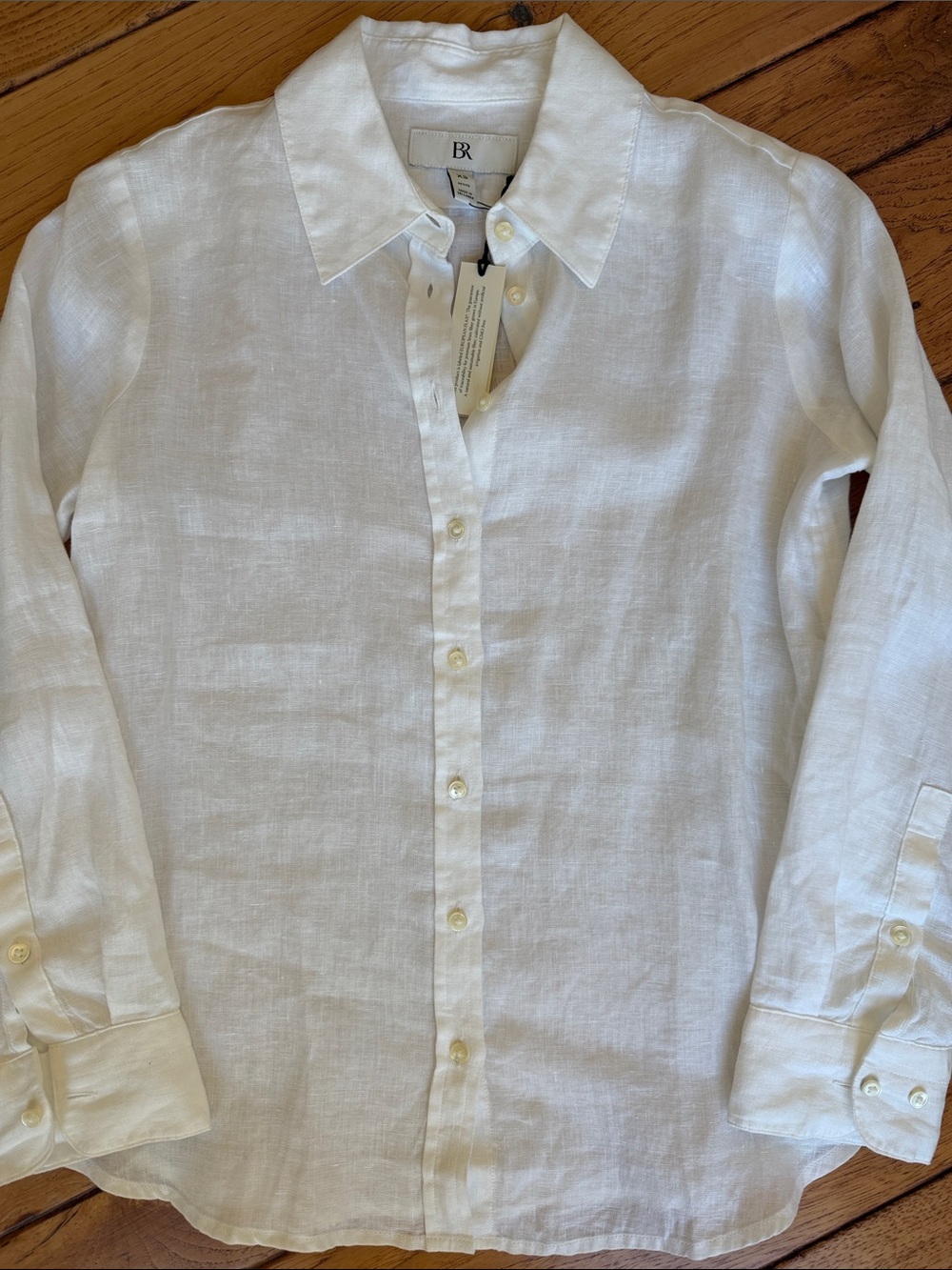 Banana Republic White Linen Button-Down Shirt